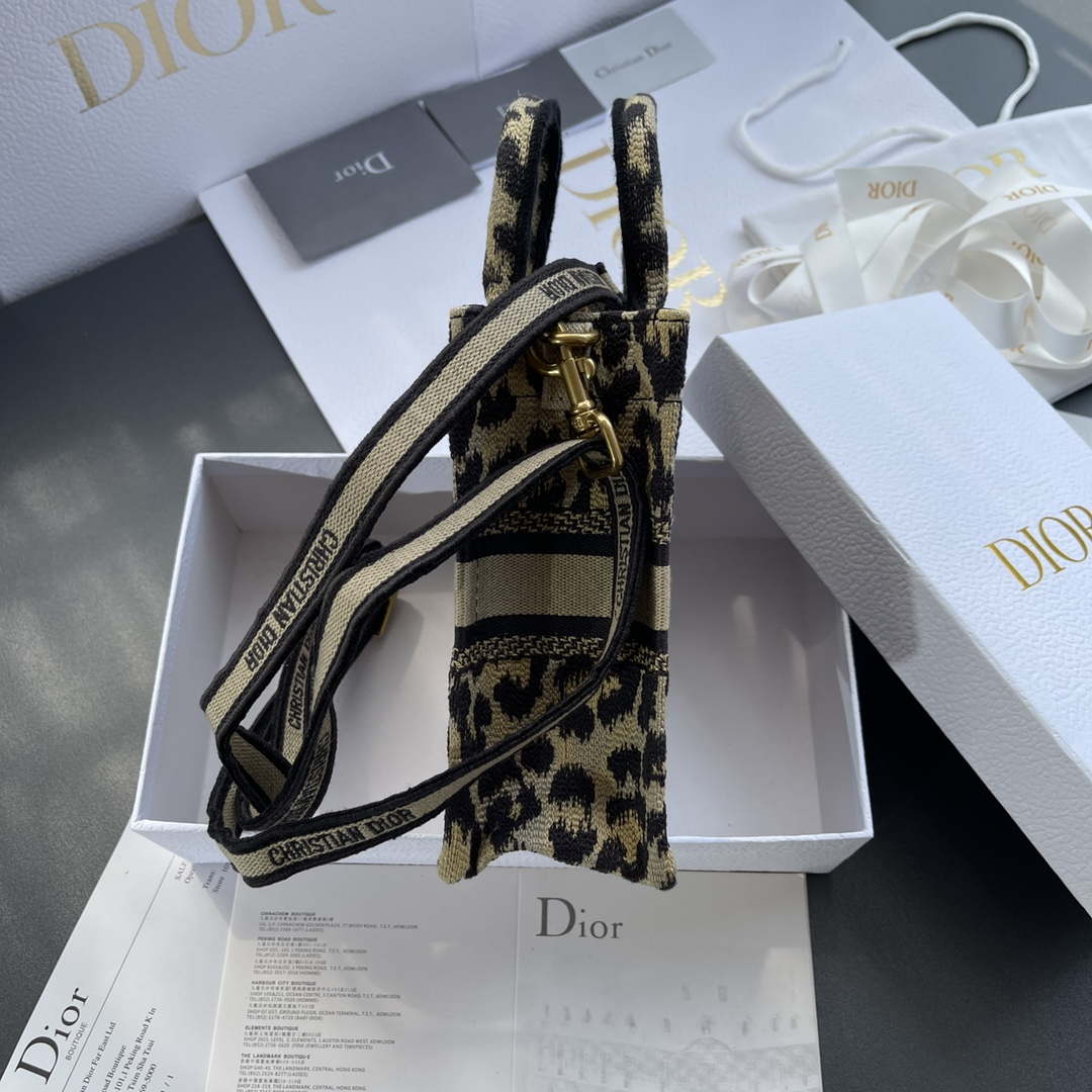 Dior S5555 Mini Dior Book Tote Phone Bag Beige and Black Mizza Embroidery - Default Title - View 4