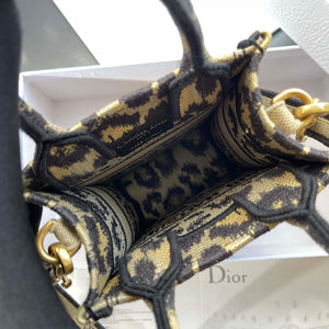 Dior S5555 Mini Dior Book Tote Phone Bag Beige and Black Mizza Embroidery - Default Title - View 6