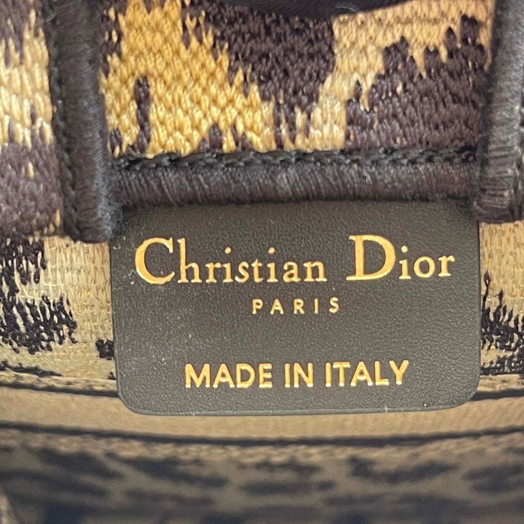 Dior S5555 Mini Dior Book Tote Phone Bag Beige and Black Mizza Embroidery