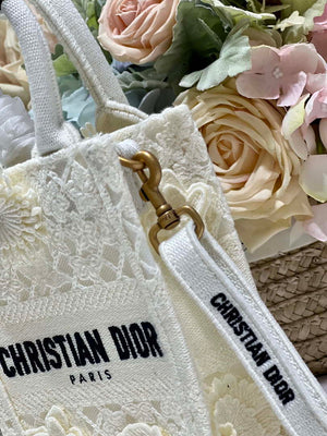 Dior S5555 Mini Dior Book Tote Phone Bag Biege lace flowers S1109 - Default Title - View 4