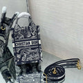 Dior S5555 Mini Dior Book Tote Phone Bag Blue Toile de Jouy Reverse Embroidery - Default Title - View 1