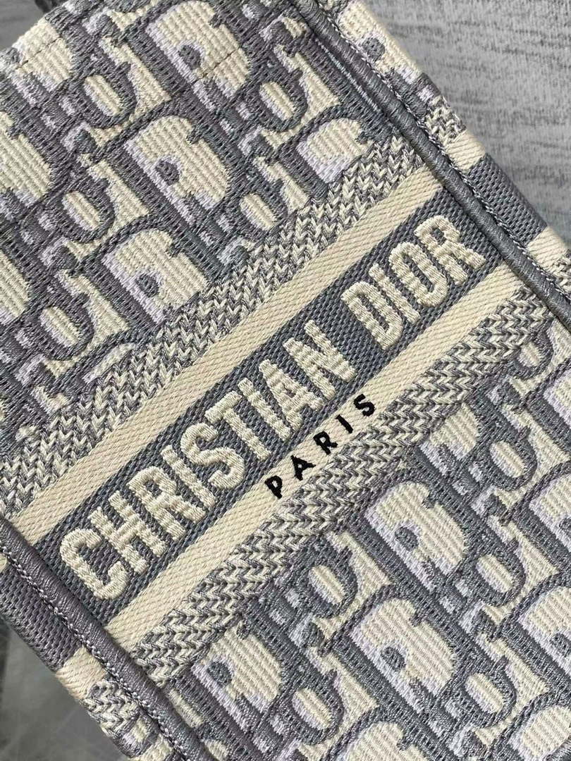 Dior S5555 Mini Dior Book Tote Phone Bag Gray Dior Oblique Embroidery