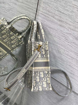 Dior S5555 Mini Dior Book Tote Phone Bag Gray Dior Oblique Embroidery - Default Title - View 6