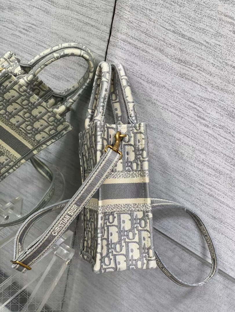 Dior S5555 Mini Dior Book Tote Phone Bag Gray Dior Oblique Embroidery - Default Title - View 6