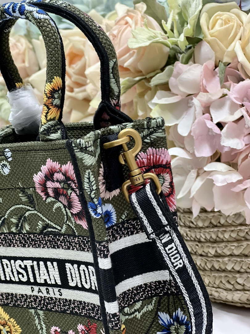 Dior S5555 Mini Dior Book Tote Phone Bag Green multicolor embroidery S1100