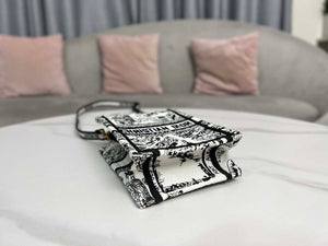 Dior S5555 Mini Dior Book Tote Phone Bag White and Black Eembroidery S1108 - Default Title - View 8