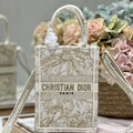 Dior S5555 Mini Dior Book Tote Phone Bag White Eembroidery S1107 - Default Title - View 1