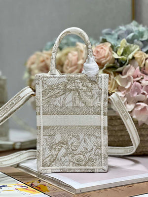 Dior S5555 Mini Dior Book Tote Phone Bag White Eembroidery S1107 - Default Title - View 5