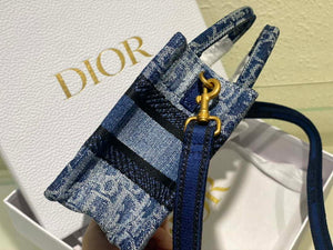 Dior S5573 Mini Dior Book Tote Blue Denim Dior Oblique Jacquard M2016 - Default Title - View 4