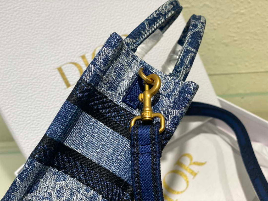 Dior S5573 Mini Dior Book Tote Blue Denim Dior Oblique Jacquard M2016