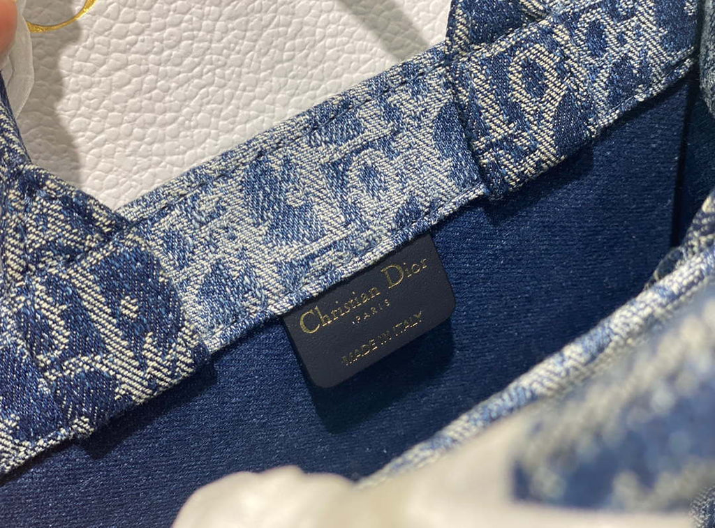 Dior S5573 Mini Dior Book Tote Blue Denim Dior Oblique Jacquard M2016