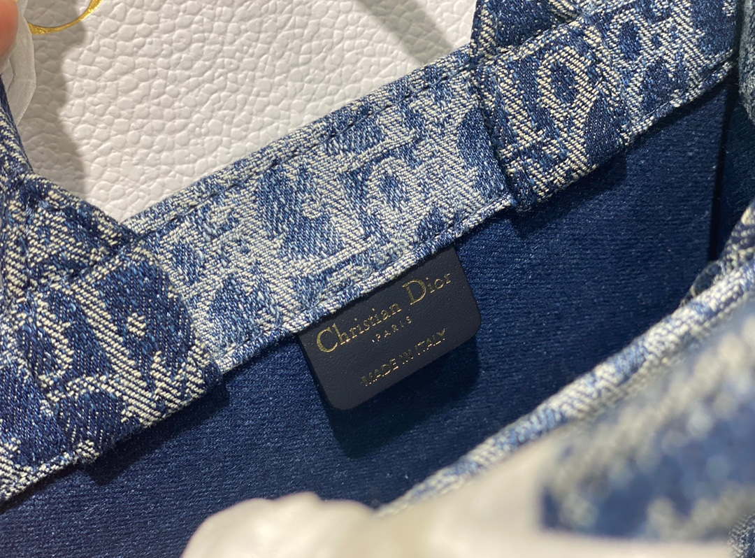 Dior S5573 Mini Dior Book Tote Blue Denim Dior Oblique Jacquard M2016