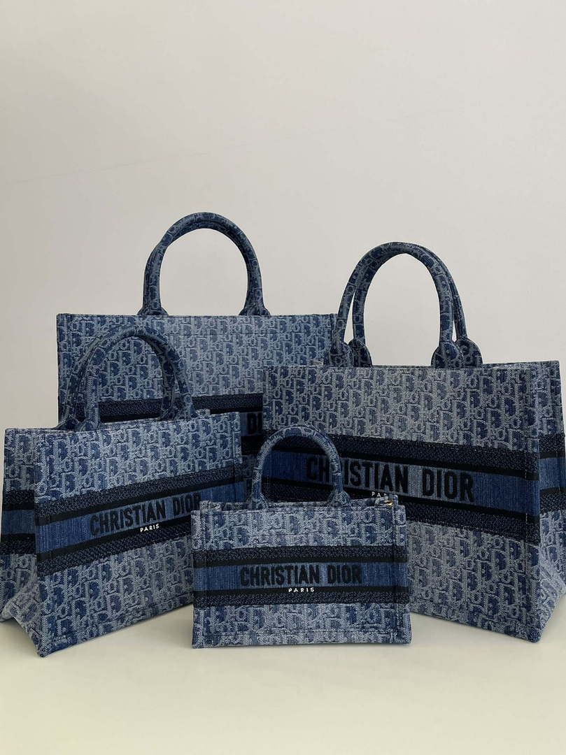 Dior S5573 Mini Dior Book Tote Blue Denim Dior Oblique Jacquard M2016