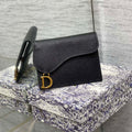 Dior S5611 Saddle Flap Card Holder Black Grained Calfskin - Default Title - View 1