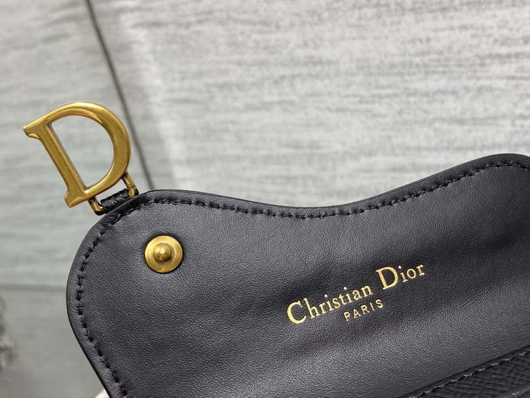 Dior S5611 Saddle Flap Card Holder Black Grained Calfskin - Default Title - View 5