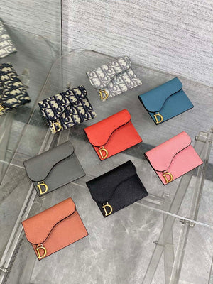 Dior S5611 Saddle Flap Card Holder Blue Dior Oblique Jacquard - Default Title - View 2