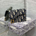 Dior S5611 Saddle Flap Card Holder Blue Dior Oblique Jacquard - Default Title - View 1