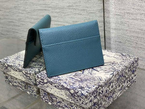 Dior S5611 Saddle Flap Card Holder Blue Grained Calfskin - Default Title - View 2