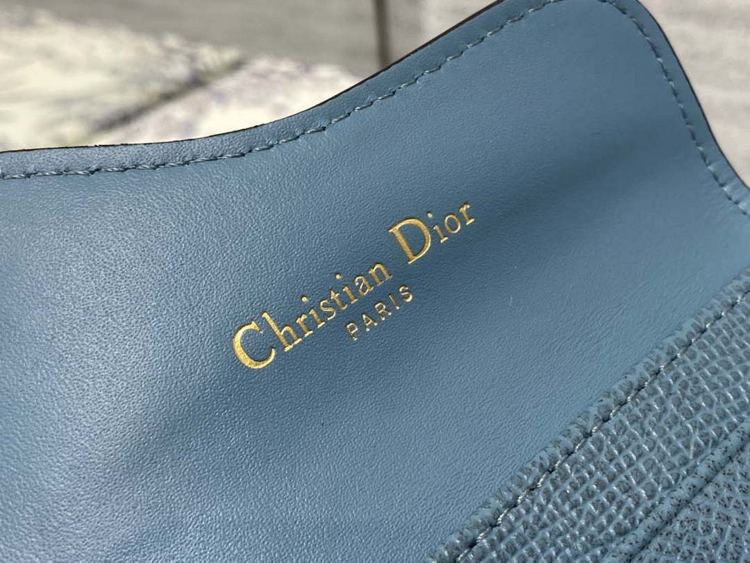 Dior S5611 Saddle Flap Card Holder Blue Grained Calfskin - Default Title - View 4