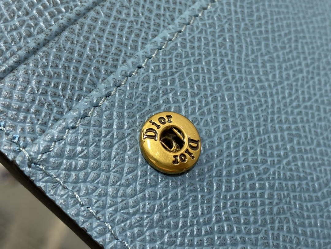 Dior S5611 Saddle Flap Card Holder Blue Grained Calfskin - Default Title - View 5