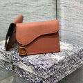 Dior S5611 Saddle Flap Card Holder Brown Grained Calfskin - Default Title - View 1