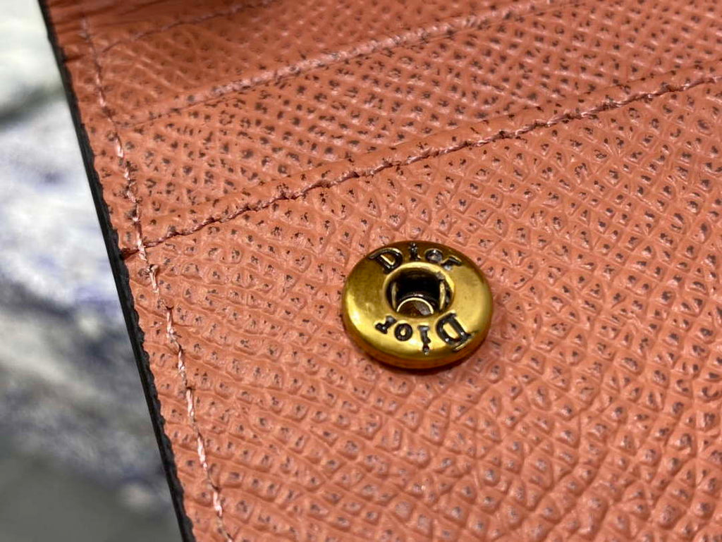 Dior S5611 Saddle Flap Card Holder Brown Grained Calfskin