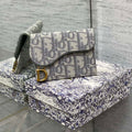 Dior S5611 Saddle Flap Card Holder Gray Dior Oblique Jacquard - Default Title - View 1