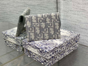 Dior S5611 Saddle Flap Card Holder Gray Dior Oblique Jacquard - Default Title - View 2