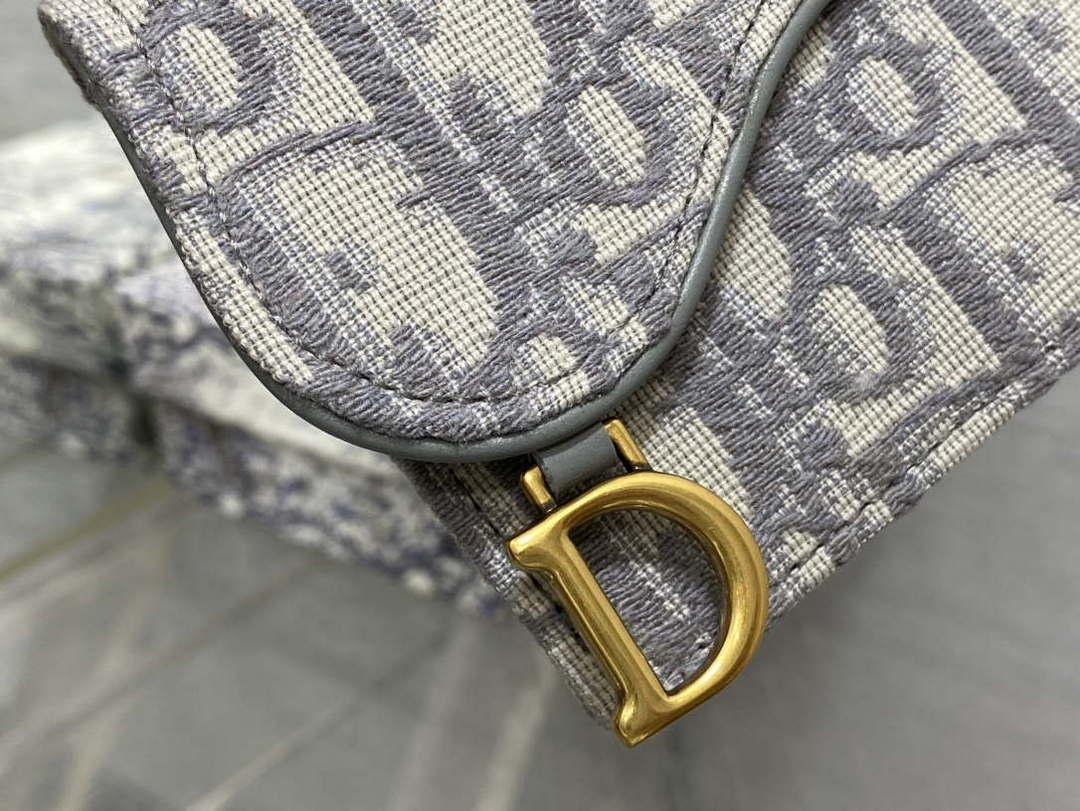 Dior S5611 Saddle Flap Card Holder Gray Dior Oblique Jacquard - Default Title - View 4