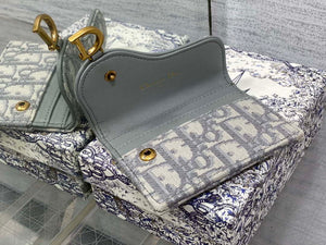 Dior S5611 Saddle Flap Card Holder Gray Dior Oblique Jacquard - Default Title - View 5