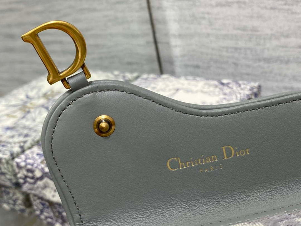 Dior S5611 Saddle Flap Card Holder Gray Dior Oblique Jacquard