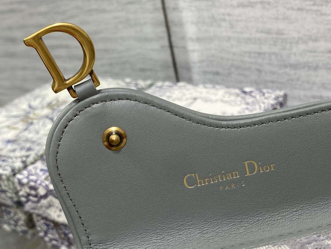 Dior S5611 Saddle Flap Card Holder Gray Dior Oblique Jacquard - Default Title - View 6