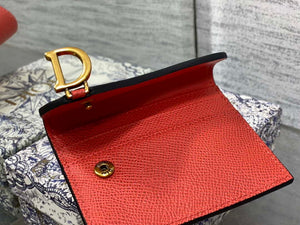 Dior S5611 Saddle Flap Card Holder Orange Red Grained Calfskin - Default Title - View 6