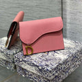 Dior S5611 Saddle Flap Card Holder Pink Grained Calfskin - Default Title - View 1