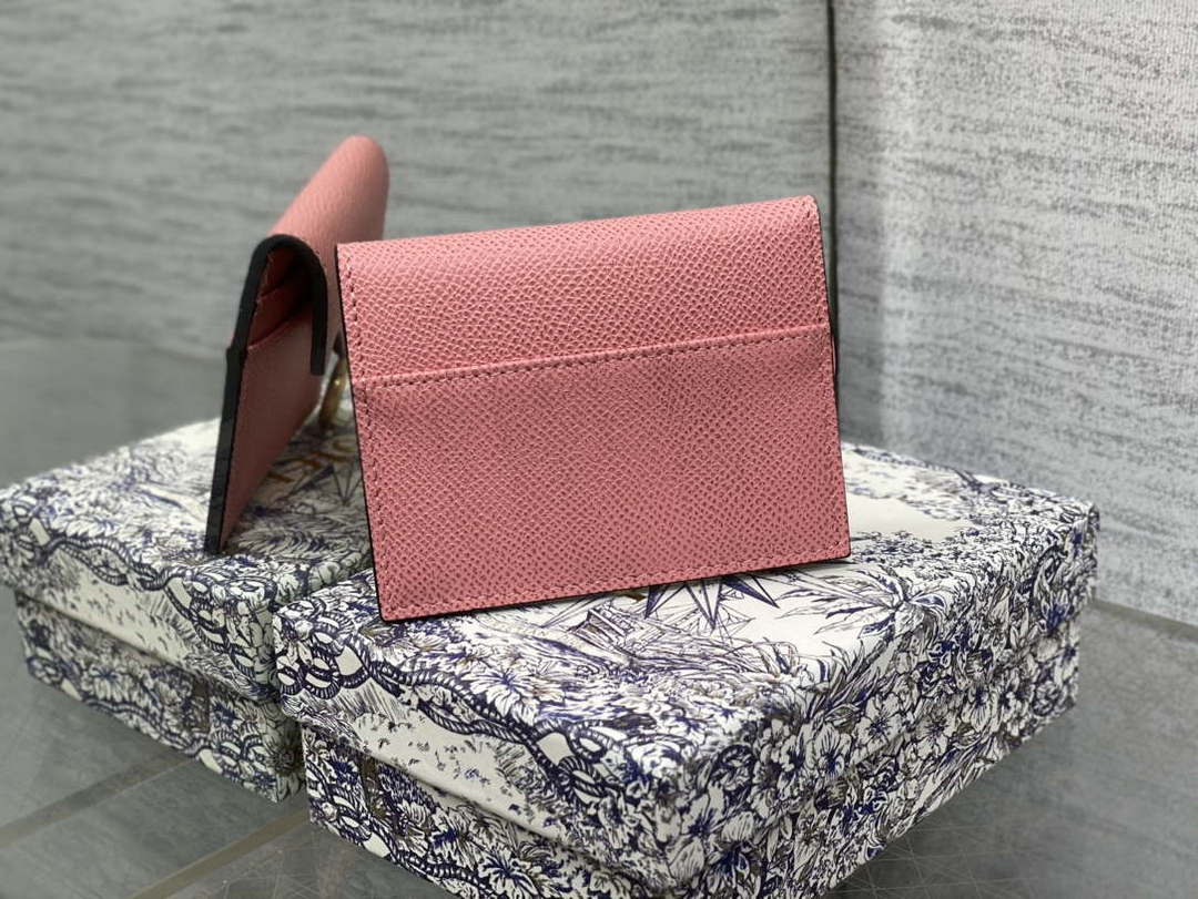 Dior S5611 Saddle Flap Card Holder Pink Grained Calfskin - Default Title - View 2