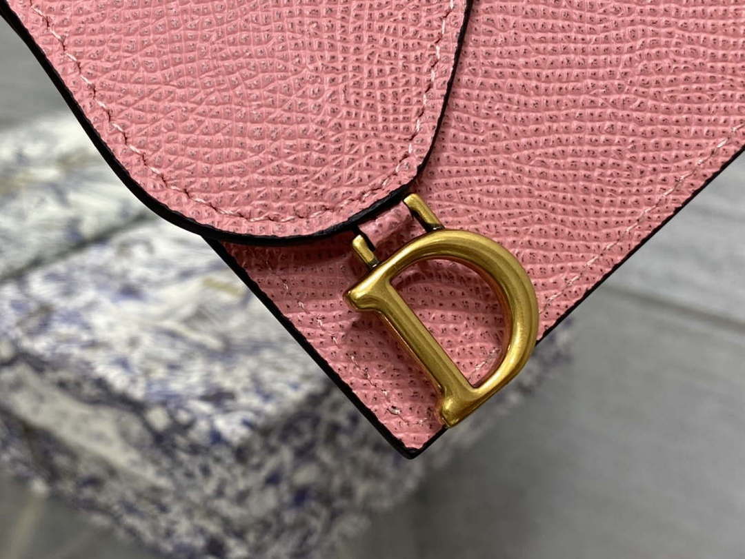 Dior S5611 Saddle Flap Card Holder Pink Grained Calfskin - Default Title - View 3