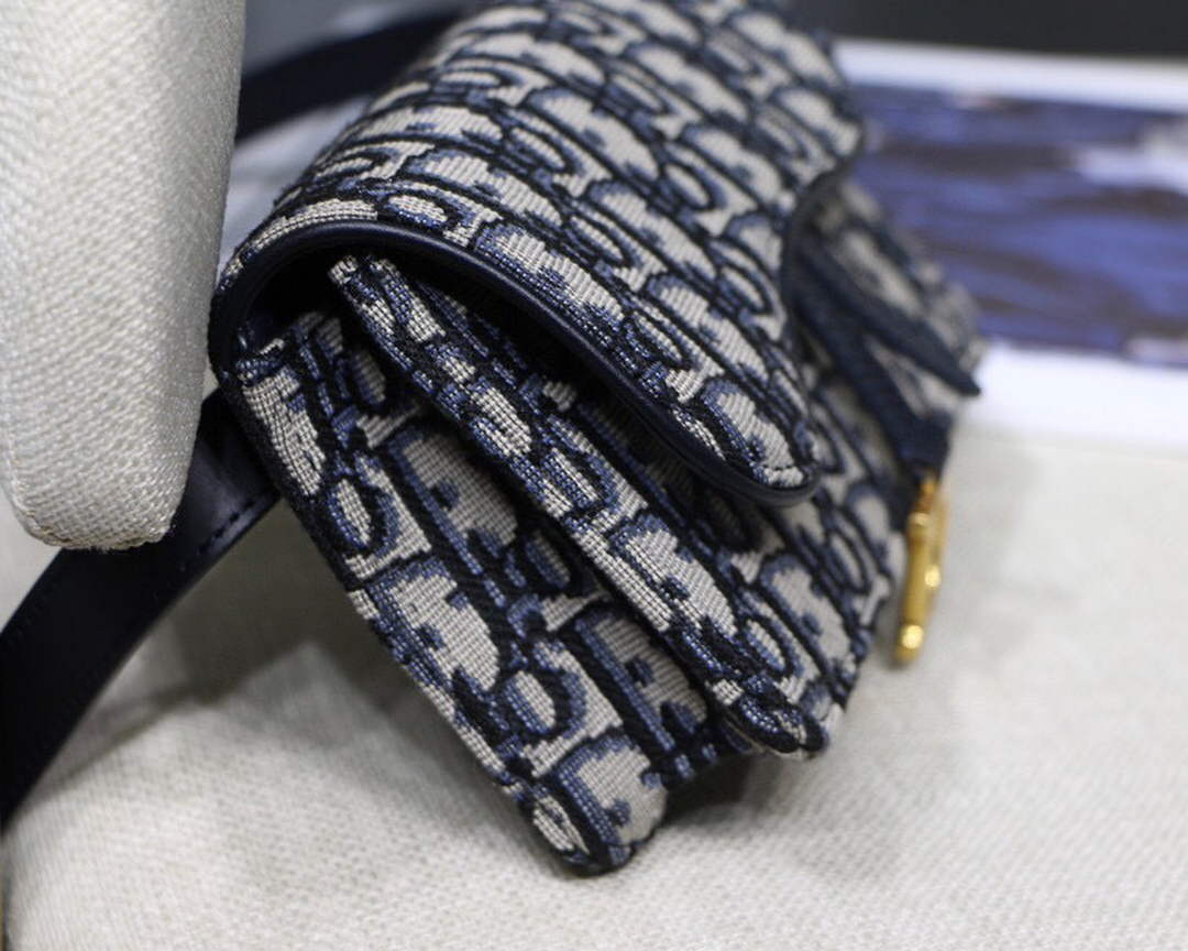 Dior Saddle Belt Bag S5619 Blue Dior Oblique Jacquard - Default Title - View 4