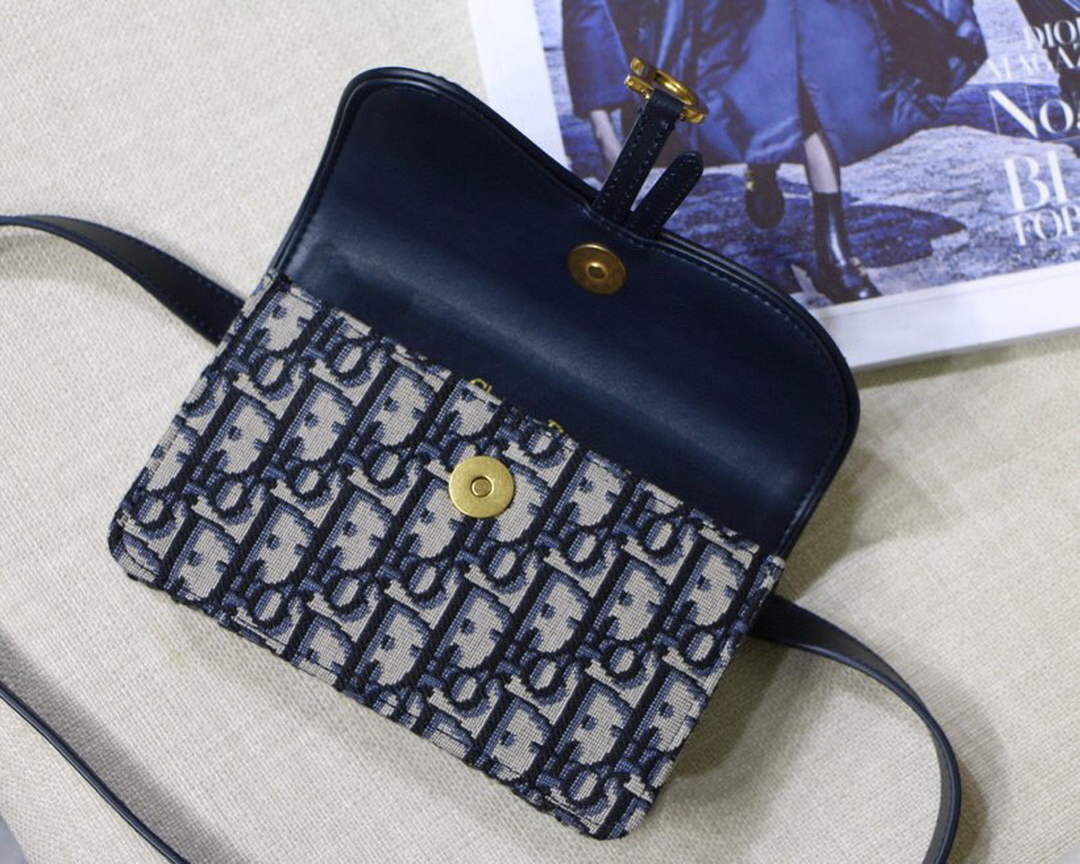 Dior Saddle Belt Bag S5619 Blue Dior Oblique Jacquard - Default Title - View 7