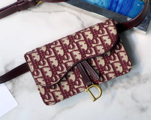 Dior Saddle Belt Bag S5619 Red Dior Oblique Jacquard - Default Title - View 2