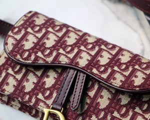 Dior Saddle Belt Bag S5619 Red Dior Oblique Jacquard - Default Title - View 4