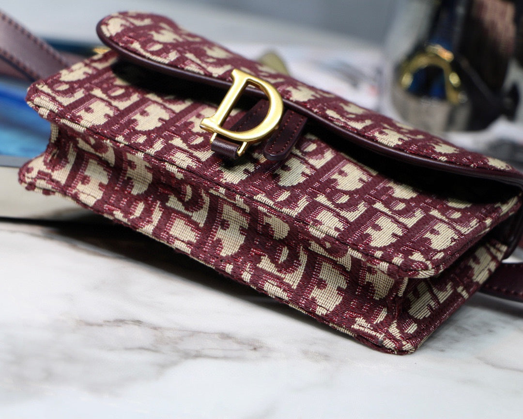 Dior Saddle Belt Bag S5619 Red Dior Oblique Jacquard - Default Title - View 8