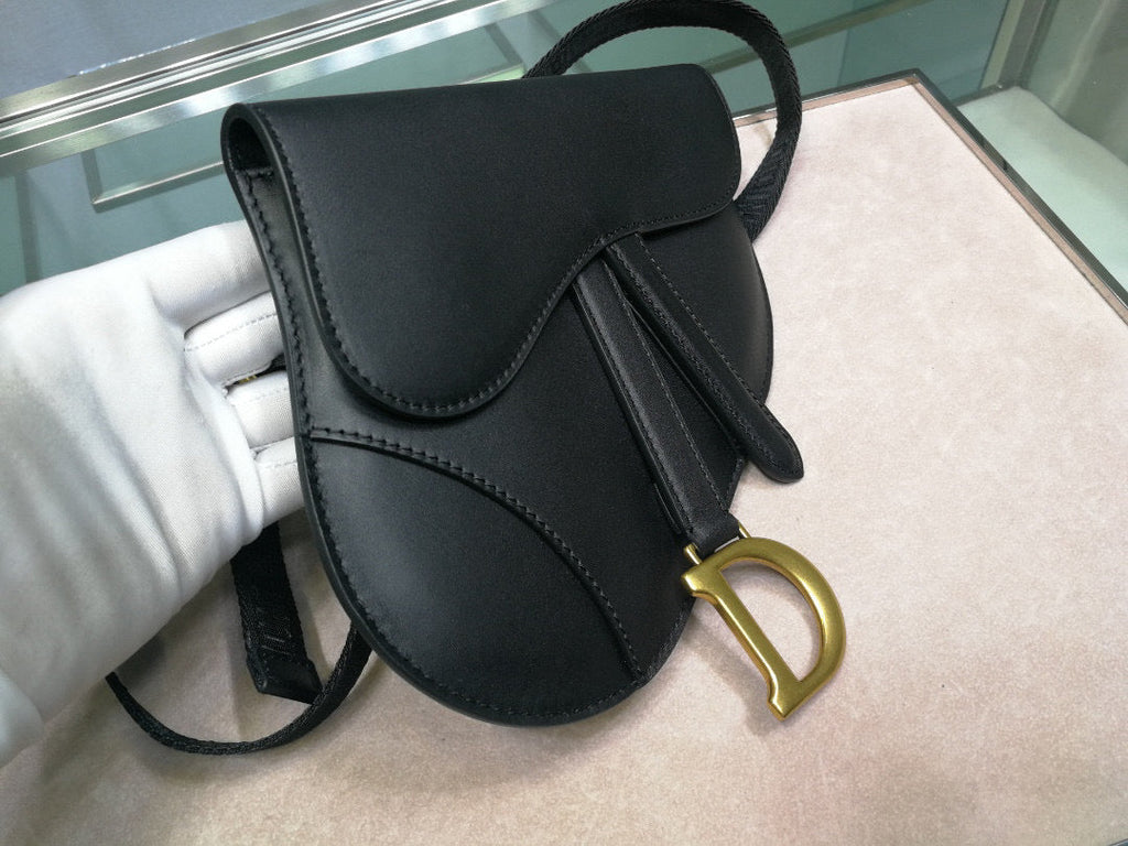 Dior Saddle Belt Bag S5632 Black Goat leather
