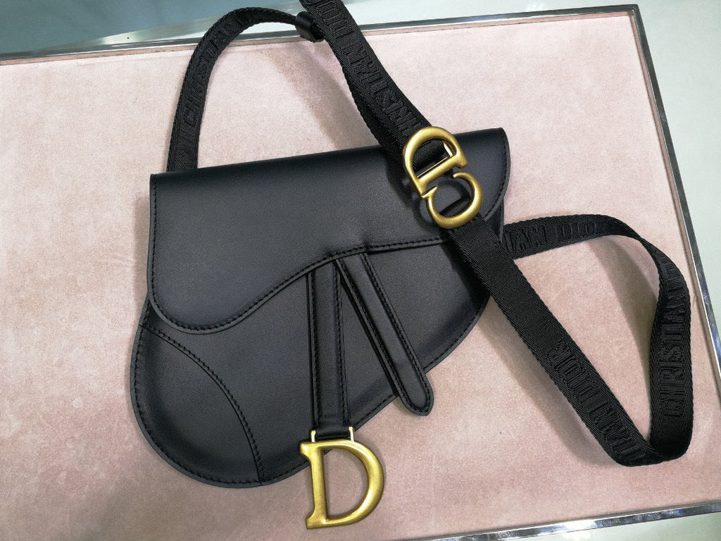 Dior Saddle Belt Bag S5632 Black Goat leather