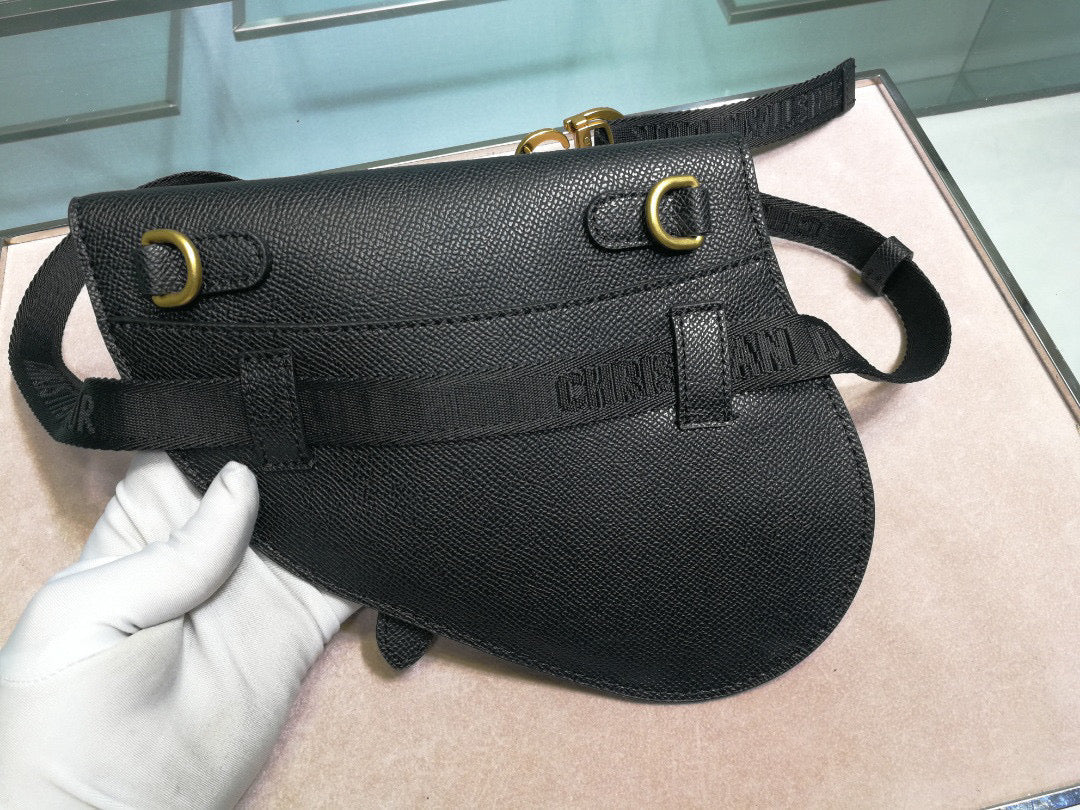 Dior Saddle Belt Bag S5632 Black grained calfskin