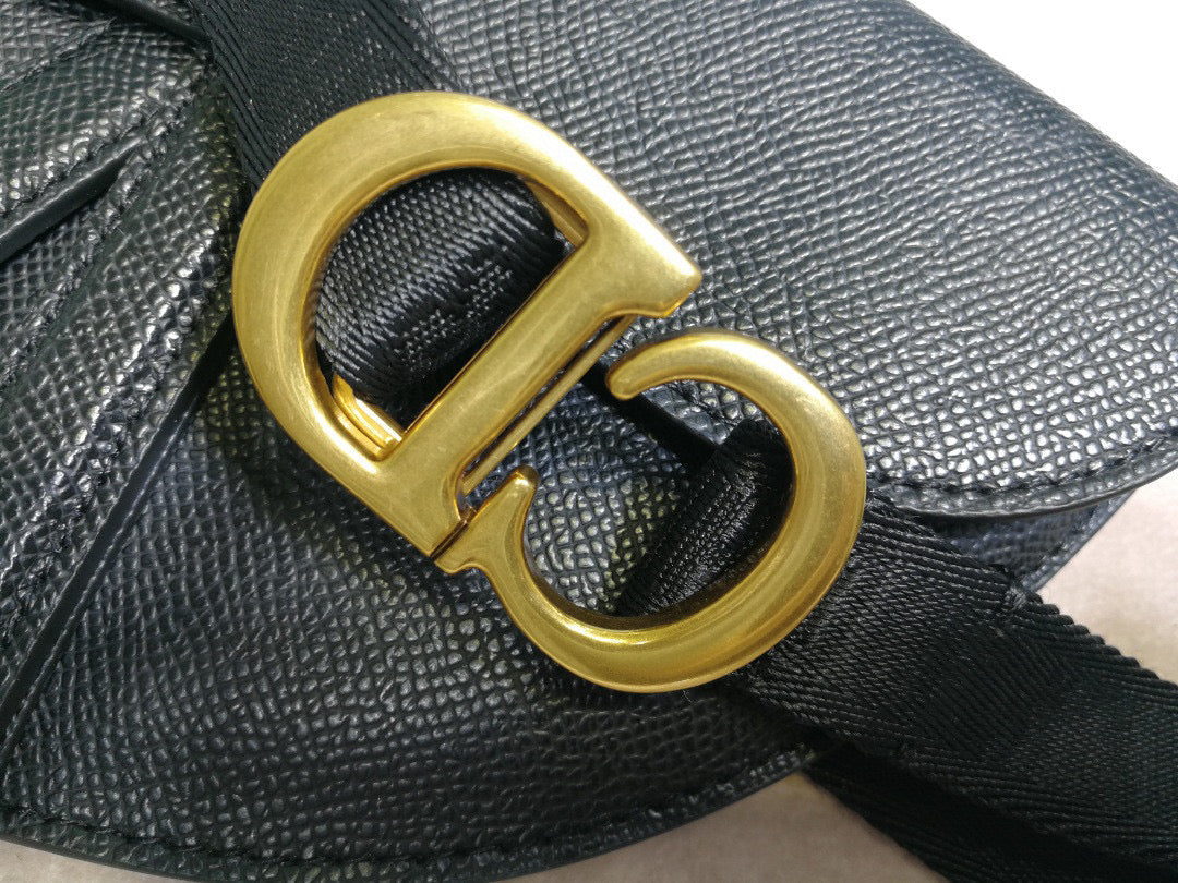Dior Saddle Belt Bag S5632 Black grained calfskin