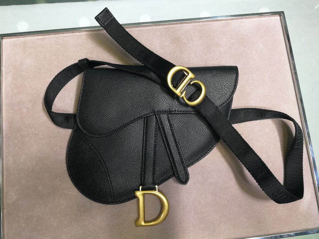Dior Saddle Belt Bag S5632 Black grained calfskin