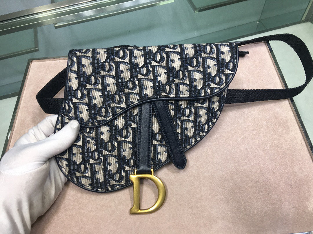 Dior Saddle Belt Bag S5632 Blue Dior Oblique Jacquard