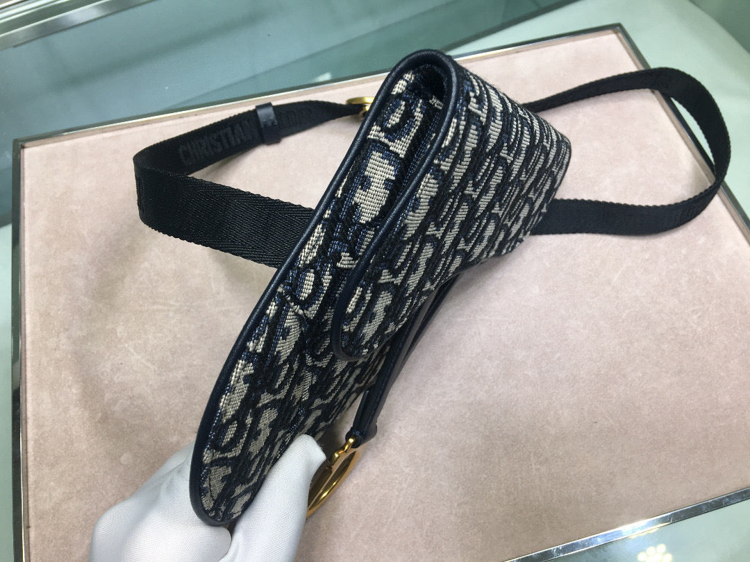Dior Saddle Belt Bag S5632 Blue Dior Oblique Jacquard