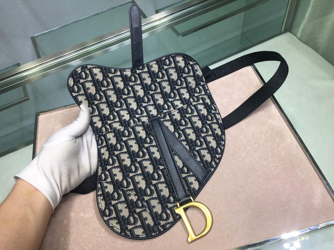Dior Saddle Belt Bag S5632 Blue Dior Oblique Jacquard - Default Title - View 6