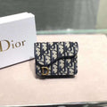 Dior S5652 Dior Saddle Lotus Wallet Bag Oblique Blue - luxibagsmall